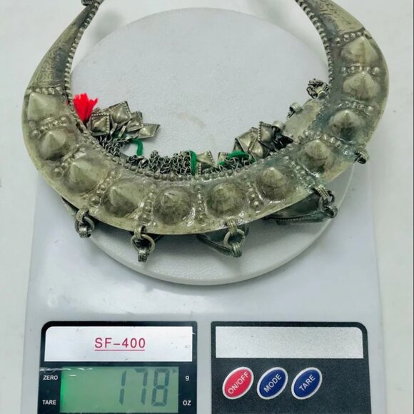 Vintage Torque Choker With Dangling Pendants, Handmade Tribal Choker - Picture 11 of 13